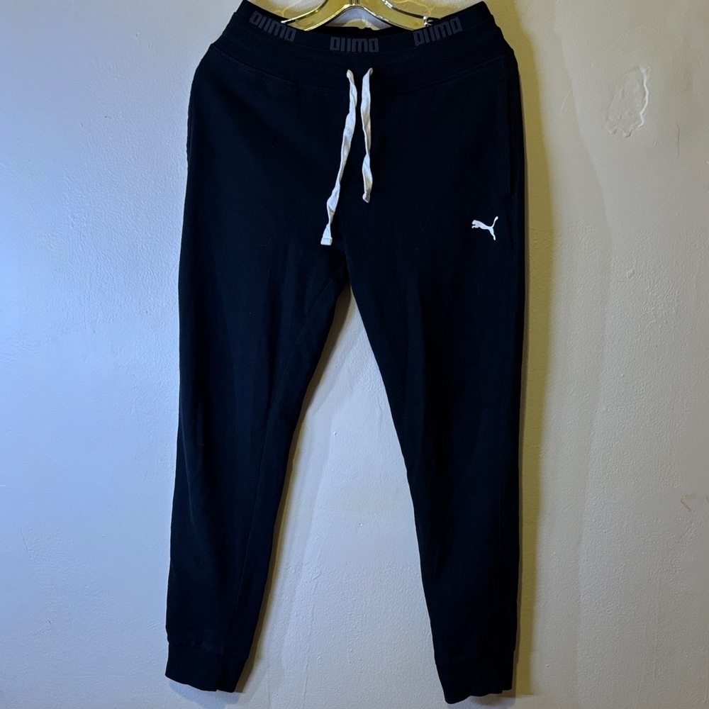 Puma Men's Black Joggers with White Details